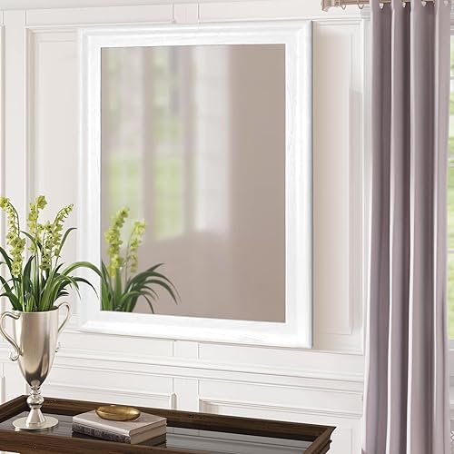 Miniatura 10 de CULER Espejo de pared de madera rústica para baño, rectangular de 24 x 36 pulgadas, espejos de tocador colgantes con marco de madera para sala de