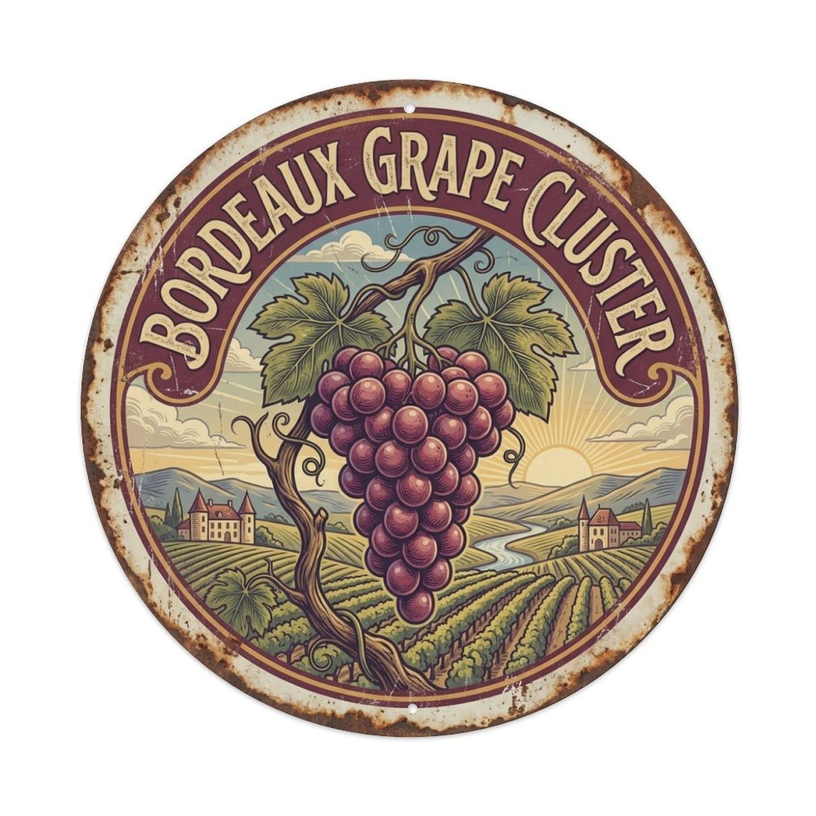 Grape Cluster France Bordeaux Landmark Travel Metal Tin Sign