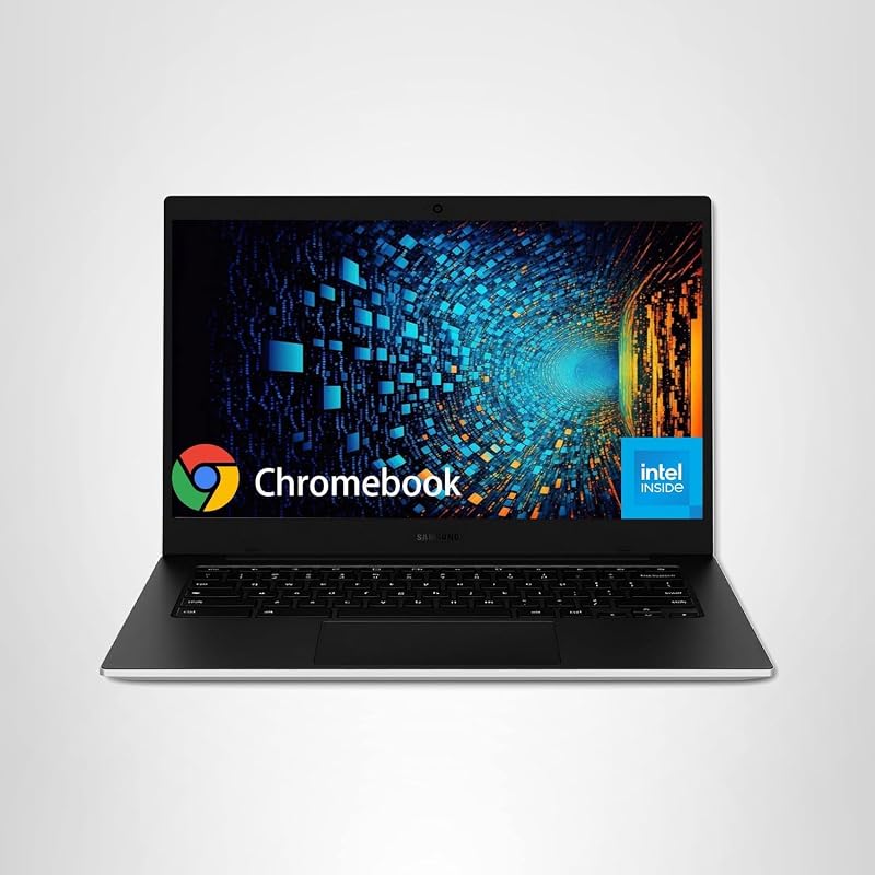 Computadora portátil Galaxy Chromebook Go de 14", procesador Intel Celeron N4500, 4 GB de RAM, 576 GB de espacio de almacenamiento (64 GB eMMC + unidad externa de 512 GB), ChromeOS, computadora portátil para estudiantes, color plateado