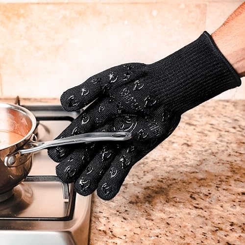 Miniatura 7 de Guantes para horno Grill Armor – Guantes resistentes al calor de 932 °F, al fuego y a los cortes para barbacoa, parrilla, cocina, asado, horneado