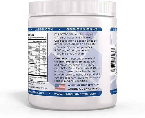 Miniatura 5 de L-arginine Pro, Suplemento de L-arginina - 5,500 mg de L-arginina Plus 1,100 mg de L-citrulina
