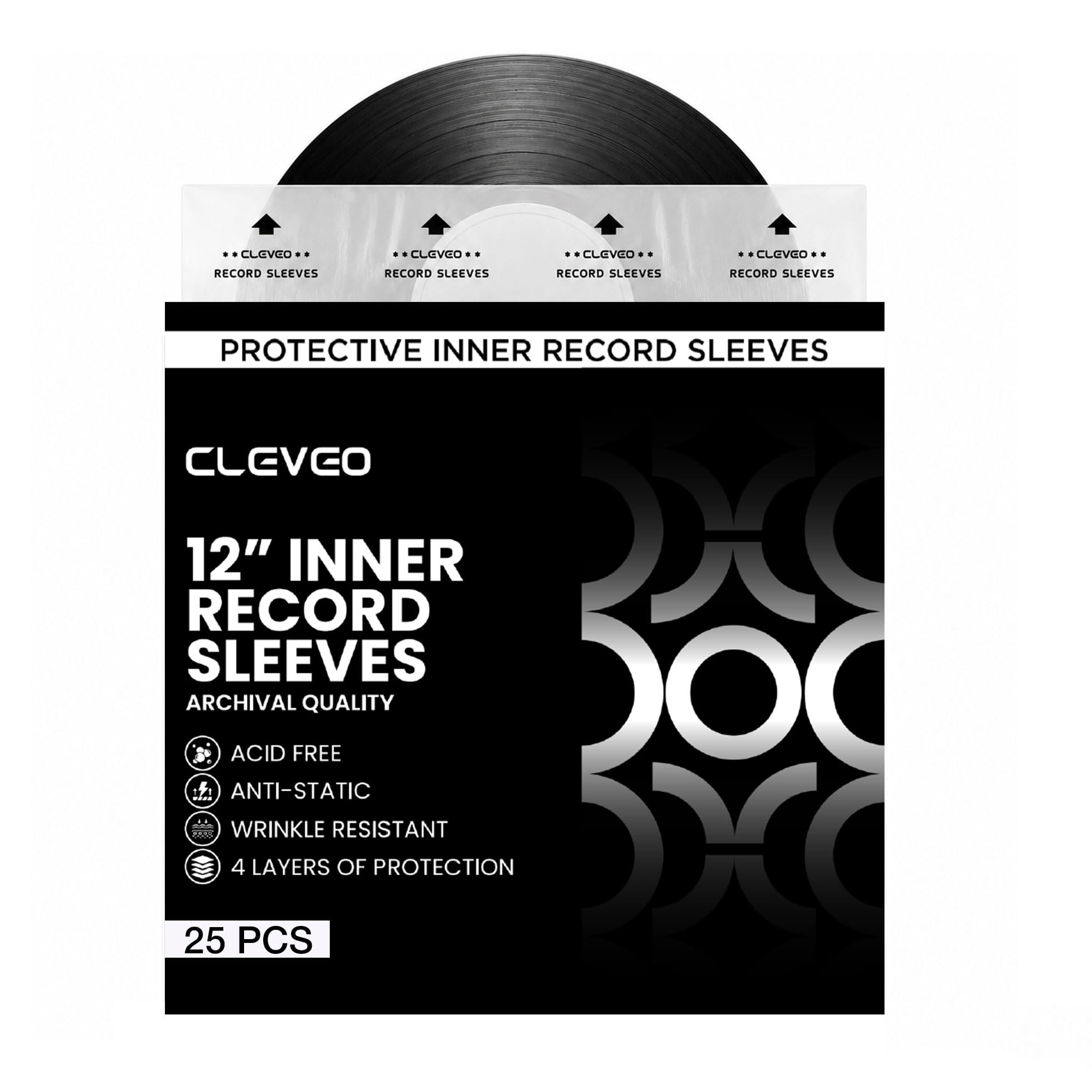Anti-Static Vinyl Record Inner Sleeves 25 Pack - 12" Rice Paper Acid-Free LP Sleeves - Clear Archival Quality - Premium Protection for Records Against Dust, Dirt, Scratches & Static-image-31