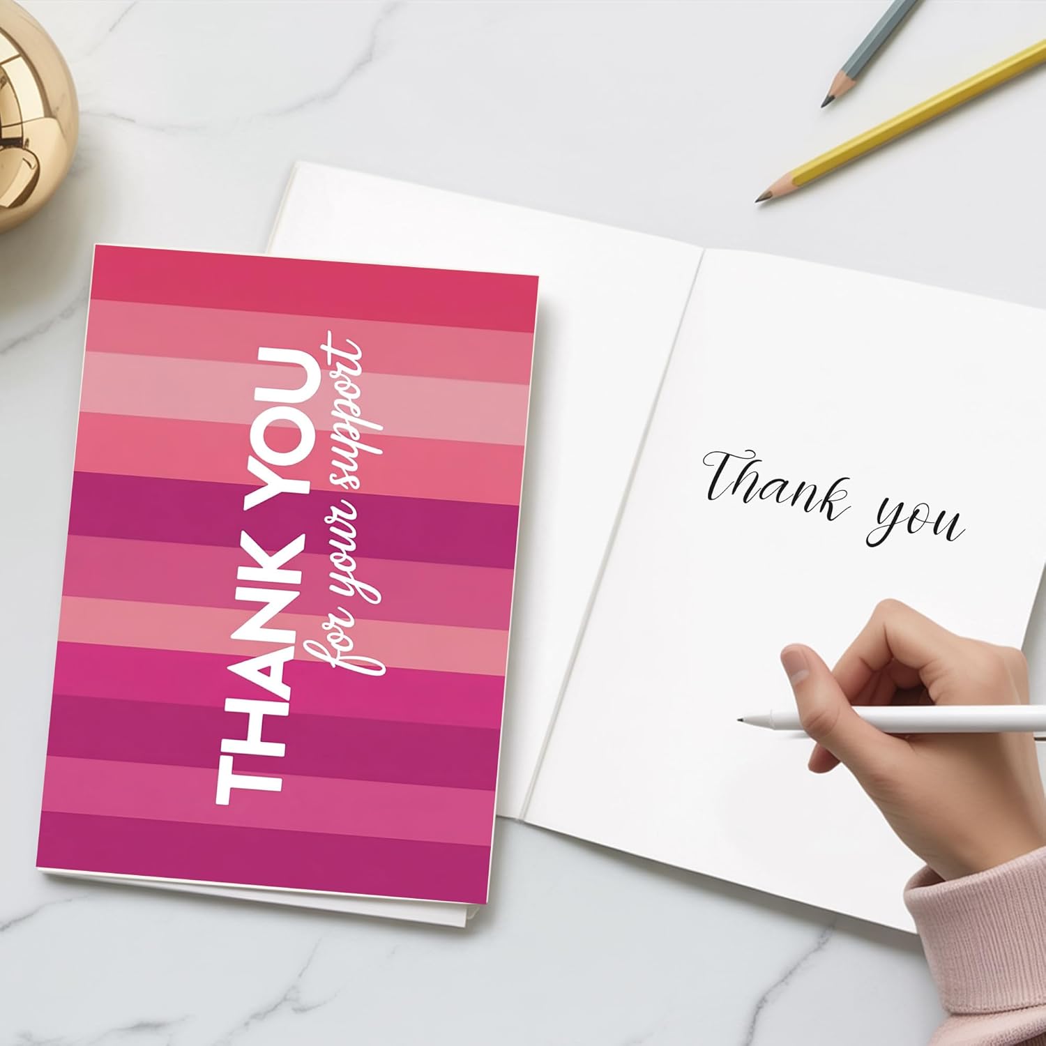 Breast Cancer Support Thank You Card – Heartfelt Gratitude for Cancer Caregiver, Supporter, Family, Friend – Appreciation Message for Help During Cancer Treatment – 8x5.3 Inch (Cancer Support) - Image 4
