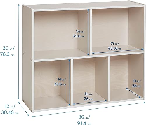 Miniatura 15 de ECR4Kids Streamline - Armario de almacenamiento de 5 compartimentos, 30 pulgadas, muebles de aula, gris lavado Gris (Grey Wash),Natural,Blanco