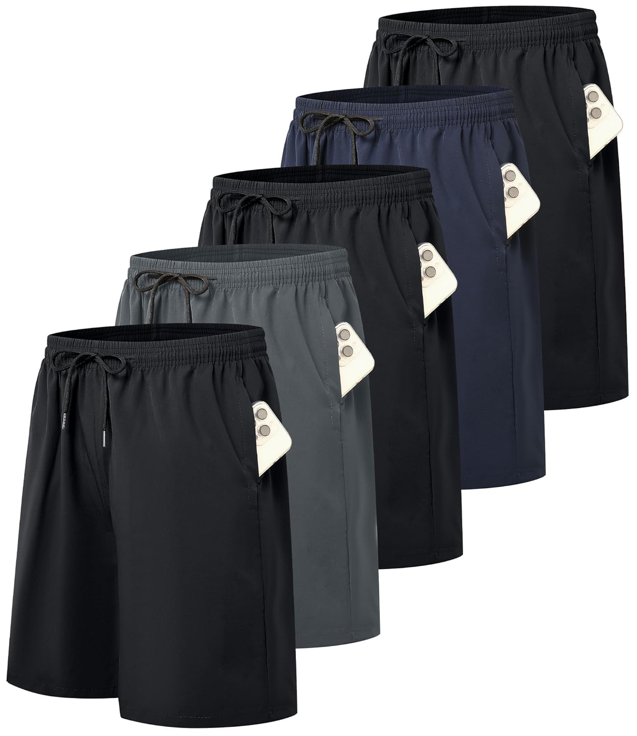 5 Pack Mens Athletic Gym Workout Shorts Quick Dry Basketball Running Lightweight Shorts