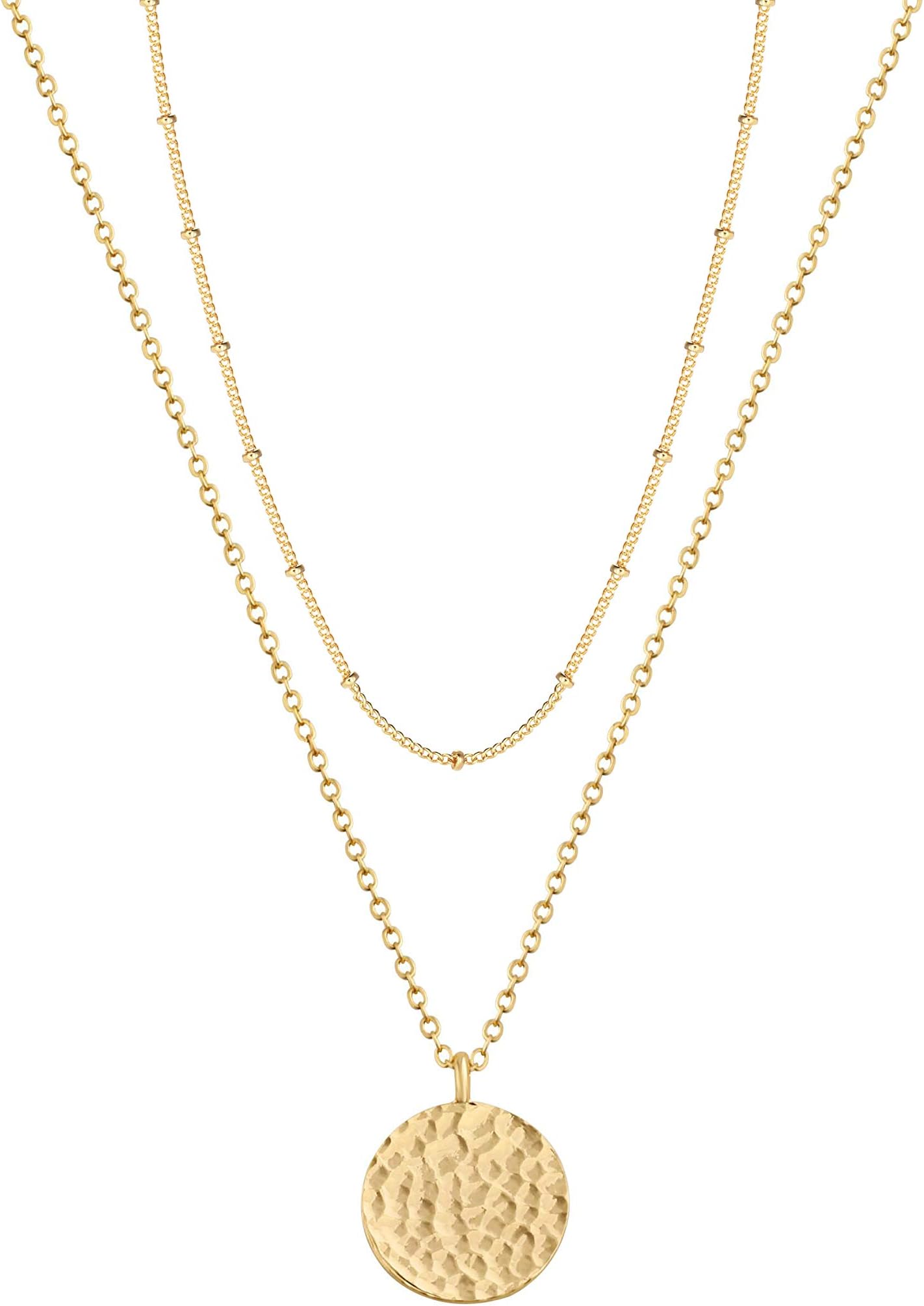 Pendant Necklace Gold Choker Layered Coin Open Karma Circle Full New Crescent Moon 14K Gold Plated Dainty Simple Moon Phase Jewelry for Women Gift
