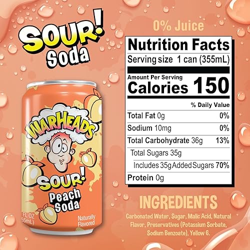 Miniatura 3 de Soda de frutas ácidas con sabores clásicos de Warheads  Refresco agridulce perfectamente equilibrado  Warheads Candy Throwback Treat, soda,