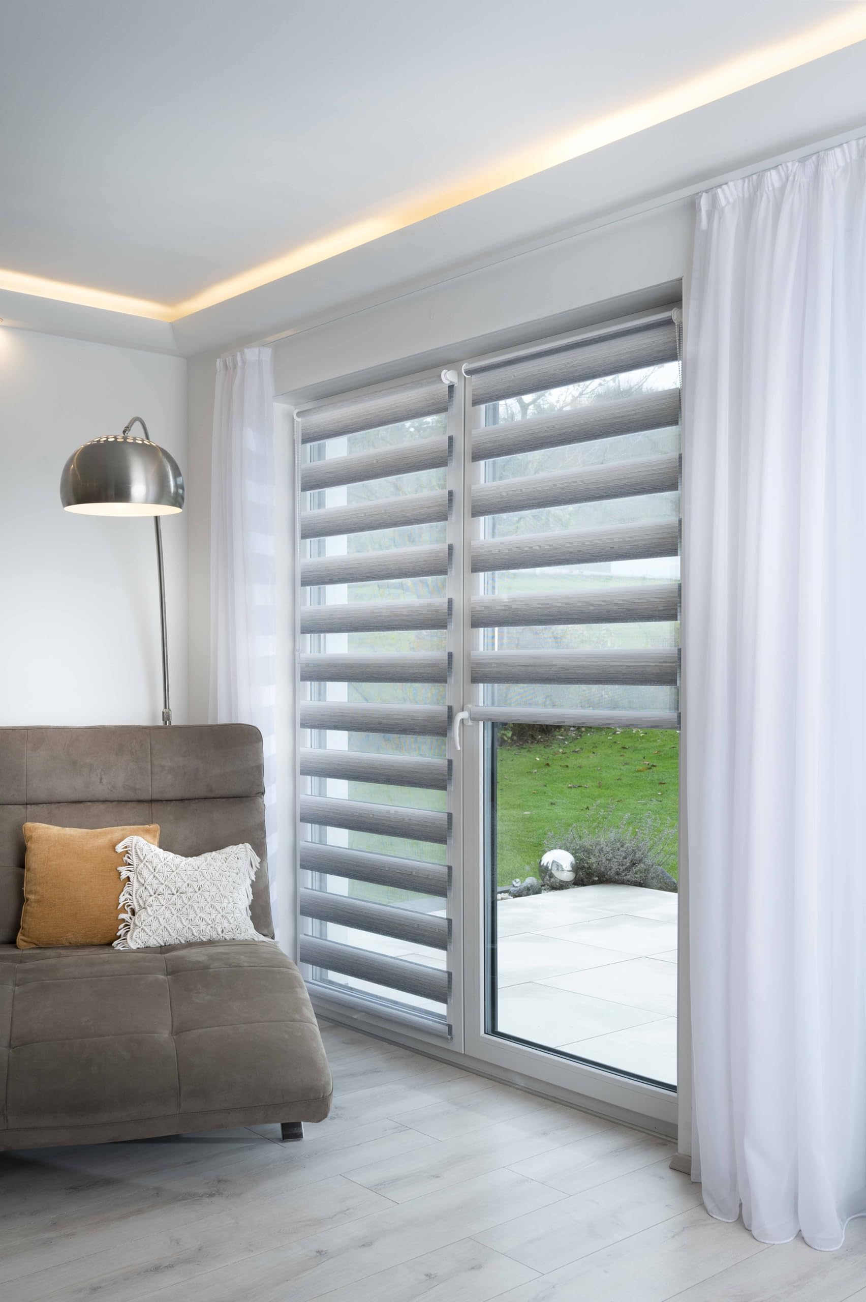 Khome K-Home® Klemmfix Doppelrollo Madrid ohne Bohren Farbverlauf Grau B130 x H150 cm – Bild 2