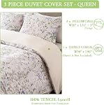 3-Piece Ensemble de couvertures de couettes – 300TC Tencel Lyocell, Ultra Lits de refroidissement doux avec 2 Carcasses d'oreillers – Lin de luxe respirant, durable (Lavande Garden Floral, Queen (U.S. Standard))