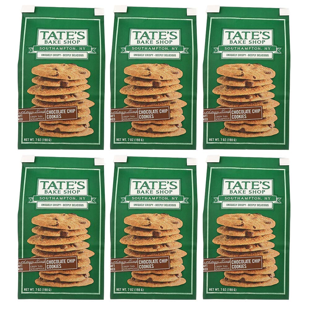Tate's Bake Shop Thin & Crispy Cookies, Chocolate Chip, 7 Oz, Pack Of 6