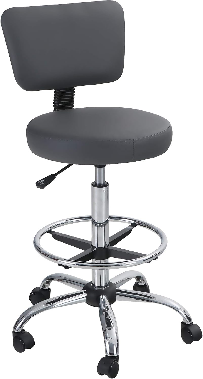 ALPHA HOME Office Chair Drafting Chair Ergonomic Office Chair Desk Chair Medical Spa Stool Support Modern Executive Mid Back Rolling Swivel Adjustable Computer Chair,(Grey)