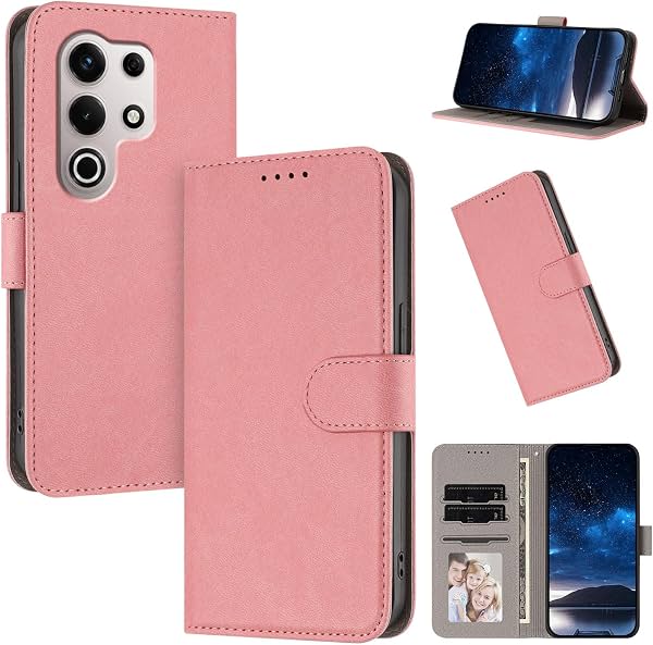 Funda tipo billetera con cierre magnético y soporte para ver videos, compatible con Itel S25 Ultra 4G S686LN, color rosa