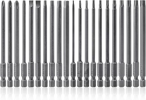 Mesee Juego de 21 puntas de destornillador magnético de 3.937 in de largo, vástago hexagonal de 1/4 pulgadas, puntas de destornillador surtidas,