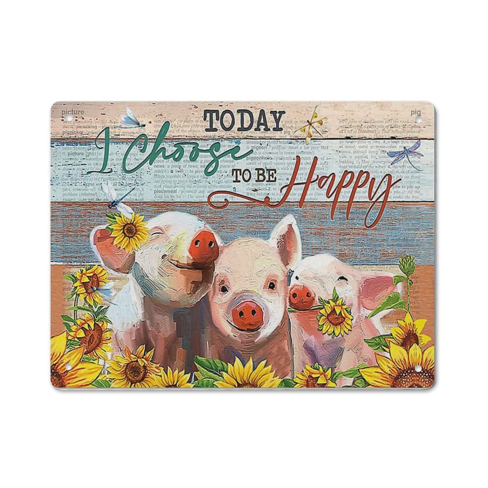 AOOEDM Cute Pig Wall Metal Tin Sign for Home Bar Pub Kitchen Wall Art Deocr Man Cave Vintage Metal Sign Poster Plaque Signs Quotes Sign