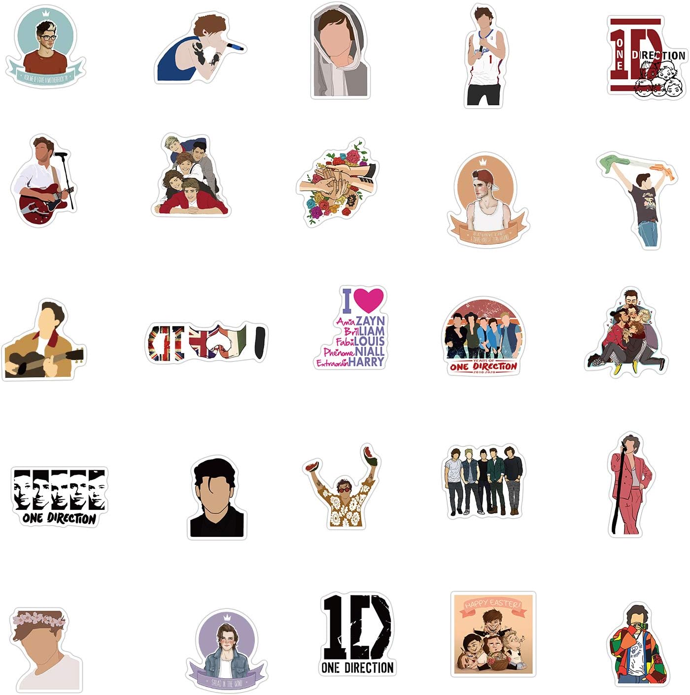 one direction stickers pack 100 vinyl waterproof stickers for laptop water bottles aesthetic skateboard stickers for teens stickers amazon canada