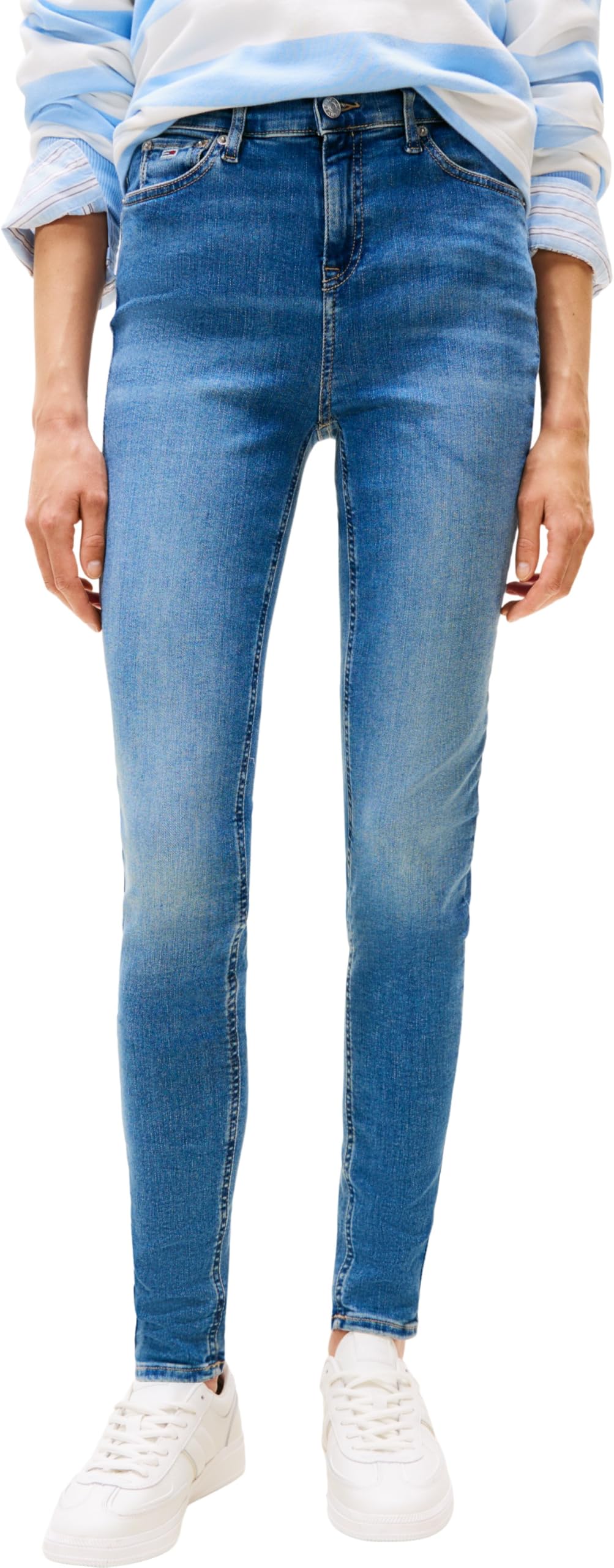 Tommy Jeans Women's Nora Md Skn Ch0238 Co Dw0dw19255 Skinny, Denim Medium, 29W / 30L