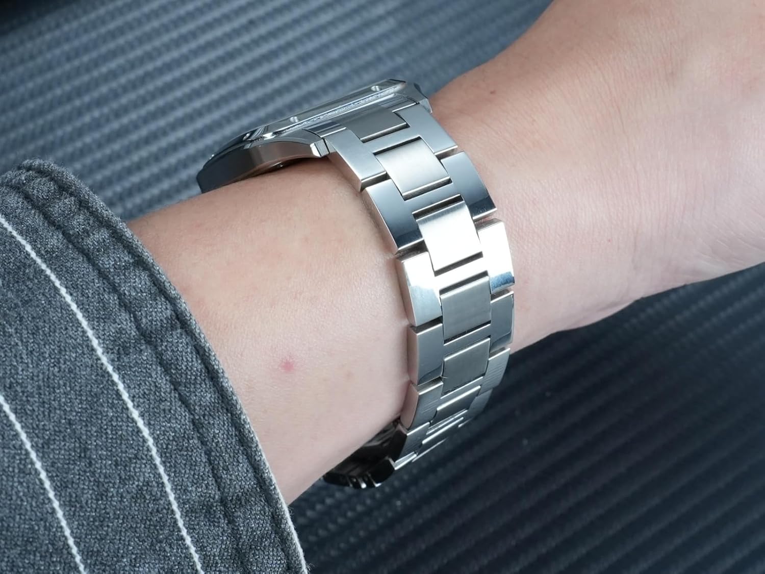 Compatible with Cartier New Santos Dumont Steel Strap WSSA0032, WSSA0086 Quick-Release Stainless Steel Strap Accessories - 17.5mm