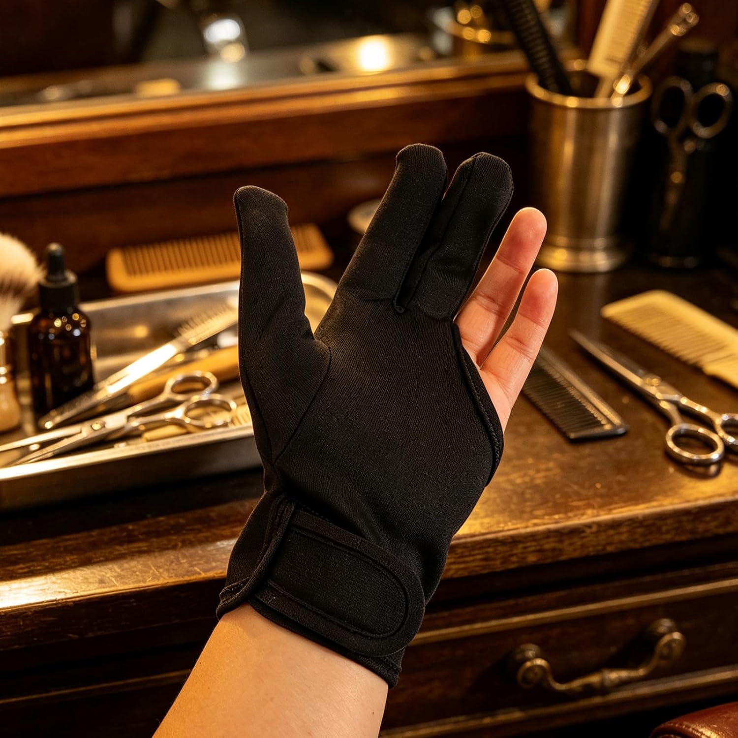 PATKAW Hair Styling Mitt, 3-Finger Heat Resistant Glove for Curling Wand