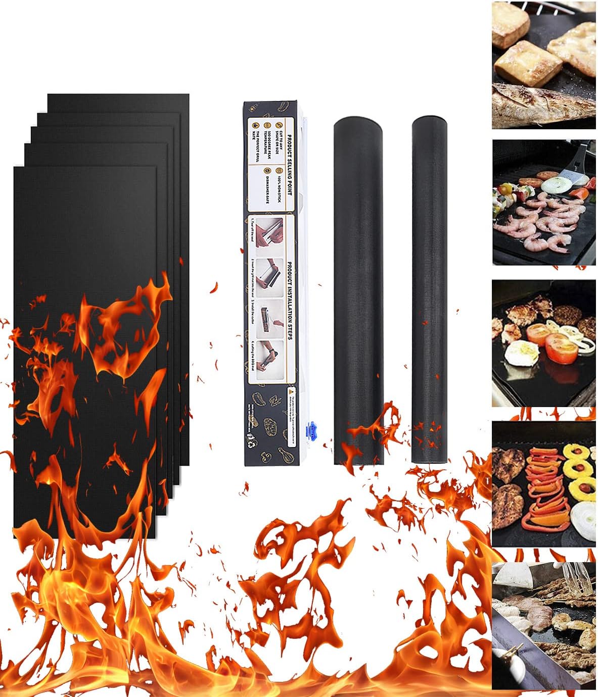 Amazon.co.jp 【RISIN】BBQ グリルマット BBQシート バーベキュー クッキング IH鍋敷対応 食器洗剤可、日本会社