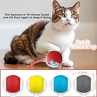 Vista 8 de Juguetes interactivos para gatos de interior, juguete automático para gatos con cola de malla elástica, bola rodante eléctrica en alfombra, gato que