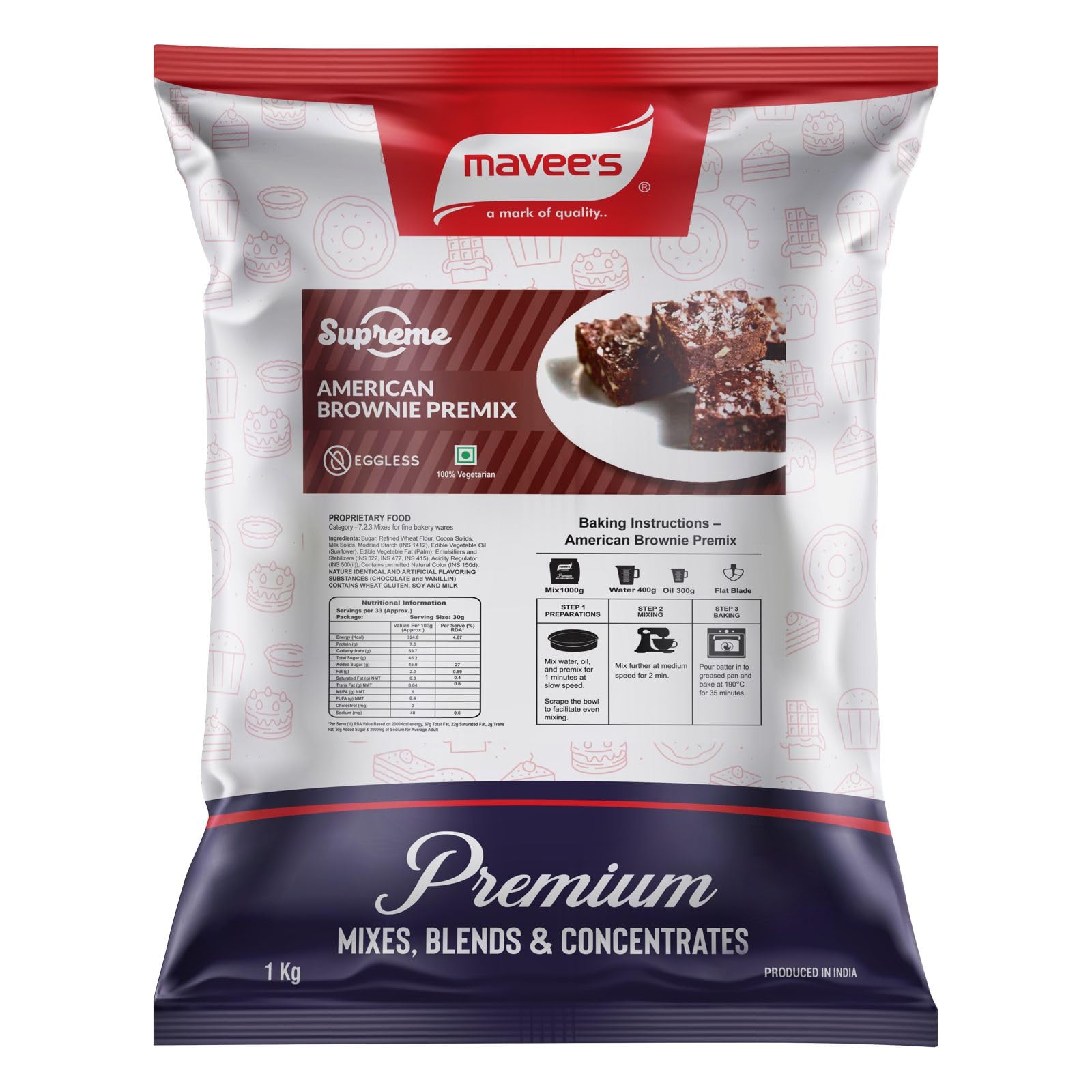 Supreme - American Brownie Cake Mix Eggless, Premium Baking solutions | Instant Cake Premix Powder | 1Kg (B0C9QF8D8Y) Amazon Price History, Amazon Price Tracker