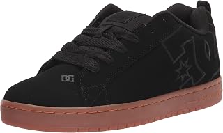 DC Court Graffik Men's Low-Top Leather Sneakers - Skateboarding Shoes with Pill Pattern Outsole & Foam Padding