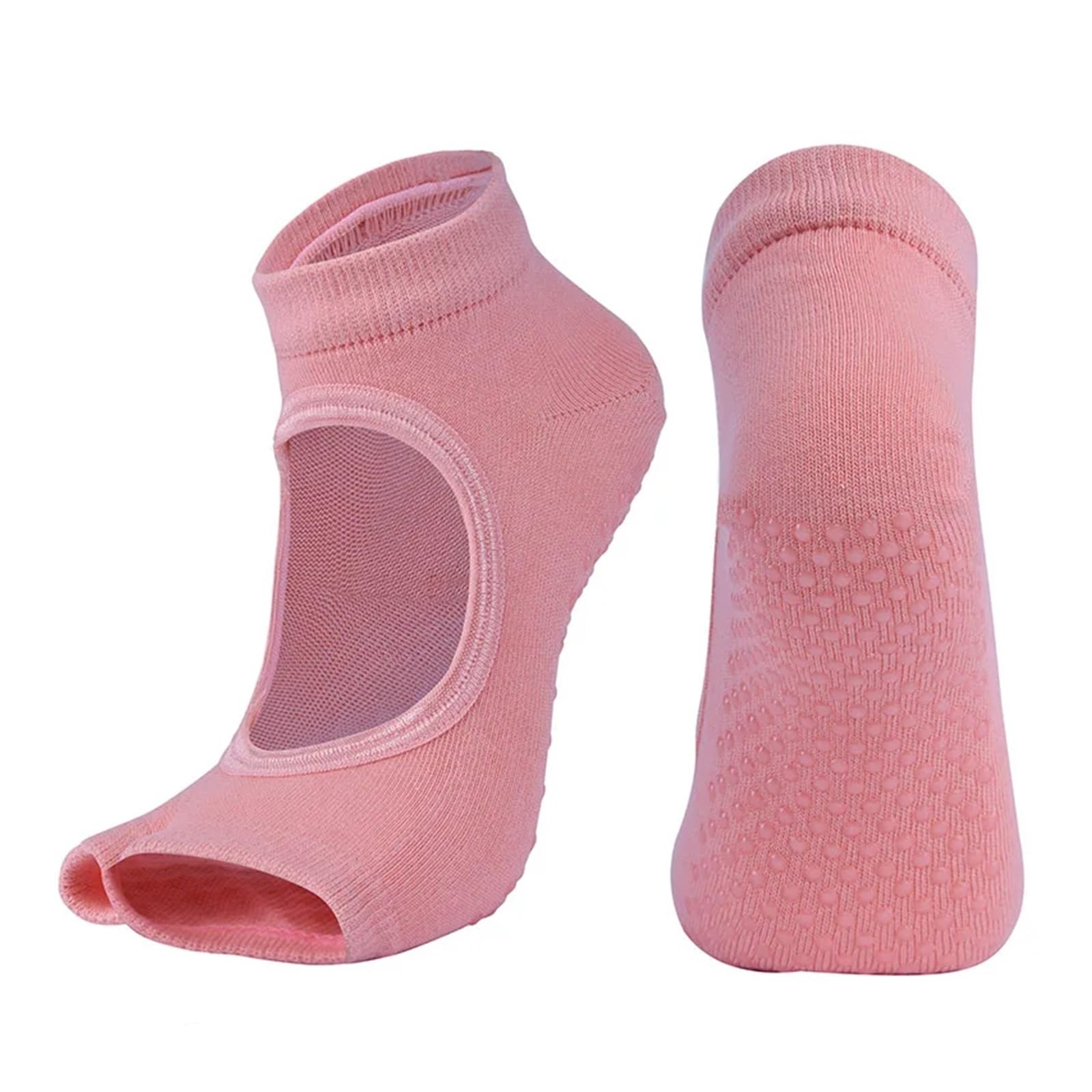 Calcetines de Yoga antideslizantes for mujer, calcetín de Pilates de algodón deportivo con dos dedos, calcetín de baile de Ballet de secado rápido con ventilación Para Yoga Pilates Gimnasio(Pink)
