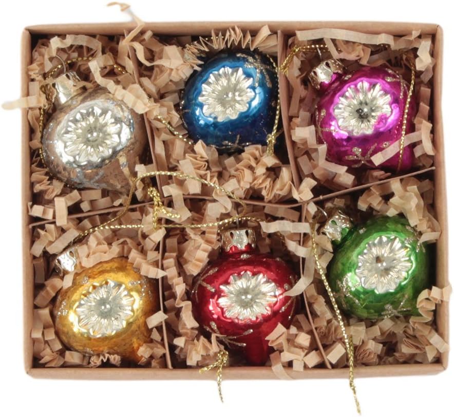 Thomas and Lucia Vintage Set Of 6 Mini Dimpled Christmas Decorations