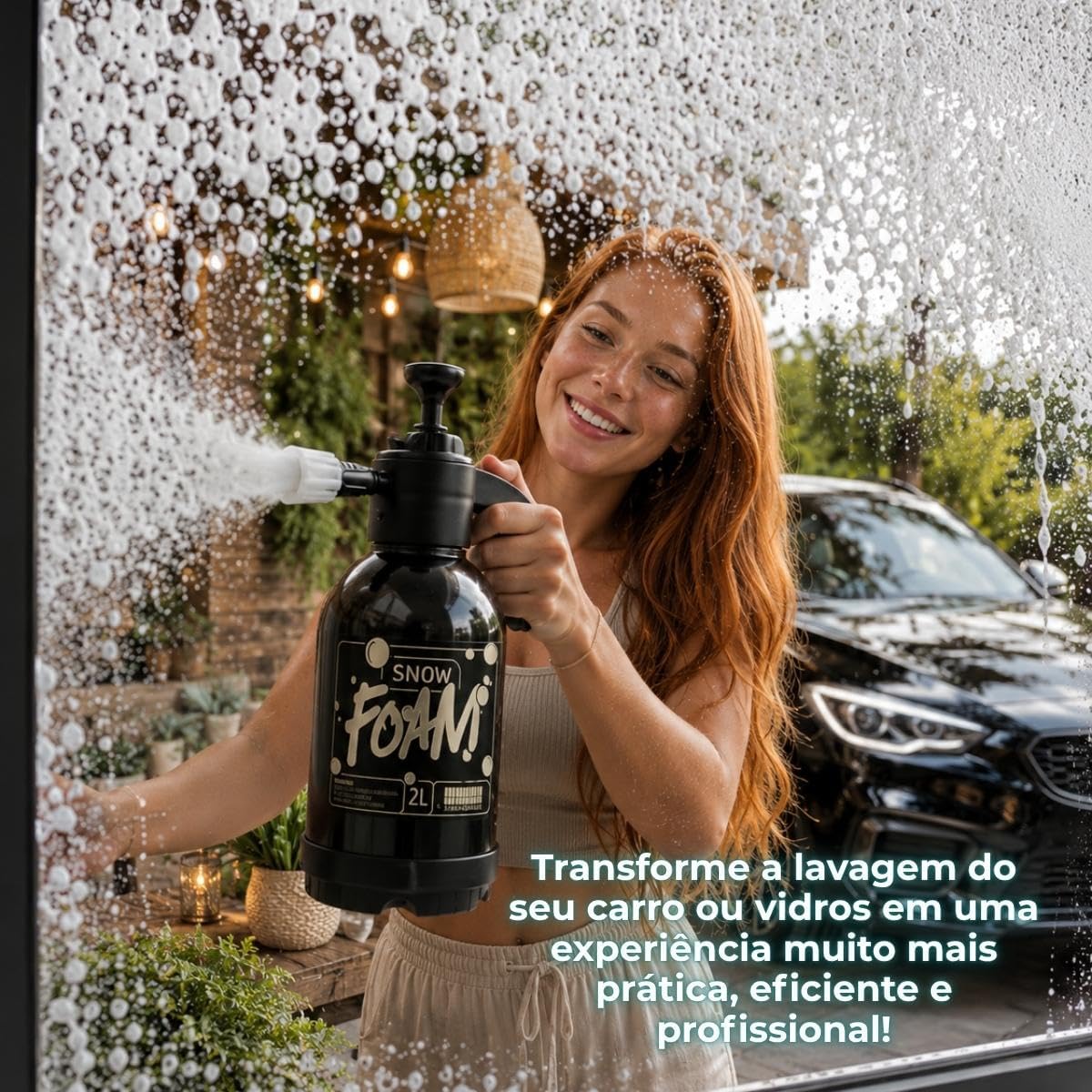 Snow Foam Pulverizador Manual Borrifador Alta Pressão 2 Litros Com 3 Bicos Espuma Automotivo Lavagem Carro Moto Limpeza Jardim