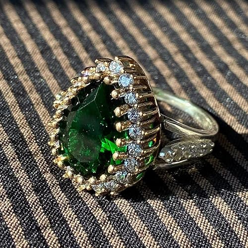 Miniatura 7 de Ssjewel 3 Ct Pear Diamond Two Tone Art Deco Ottoman Style Vintage Engagement Ring For Women 14K Gold Plated Hurrem Sultan Wedding Ring 925 Sterling