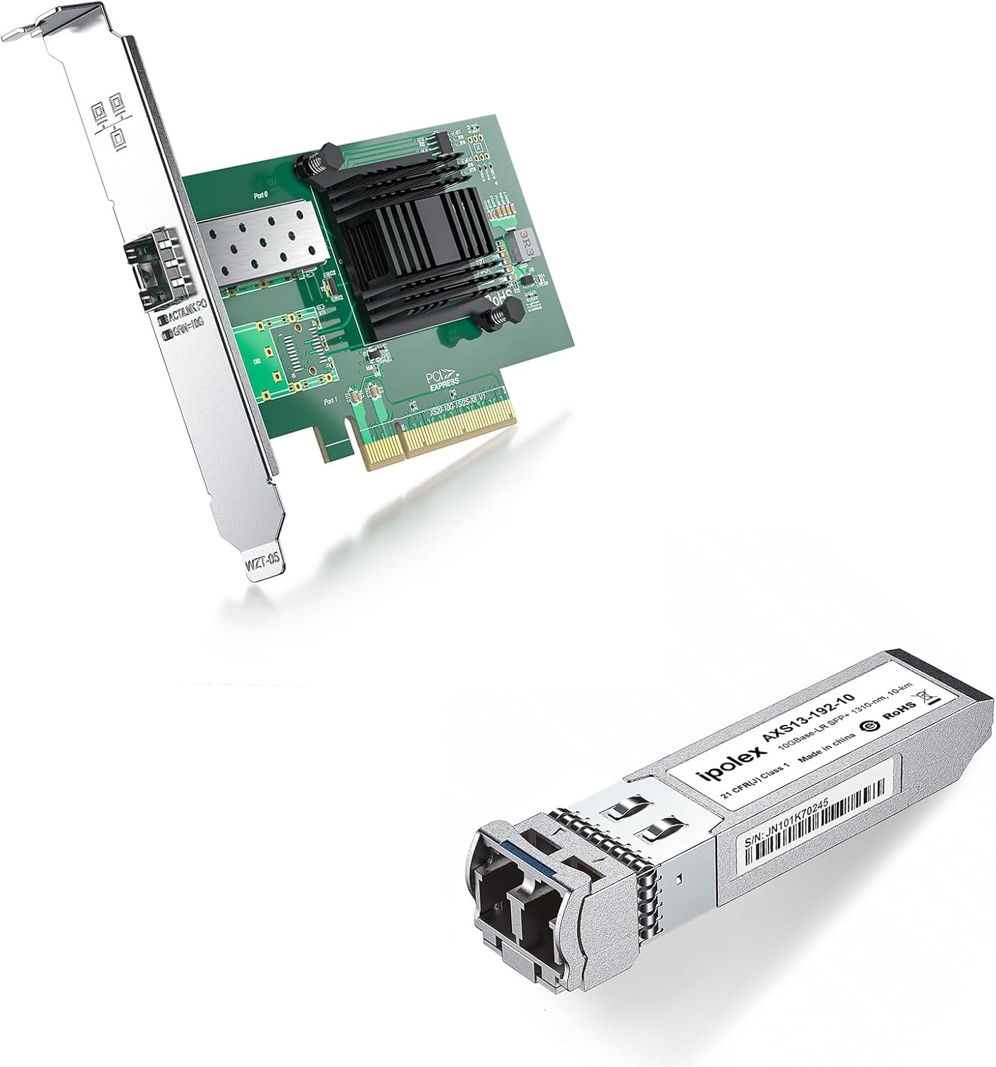 1 Pack ipolex X520-DA1, 10GbE Network Card and 1 Pack 10GBase-LR Fiber Module