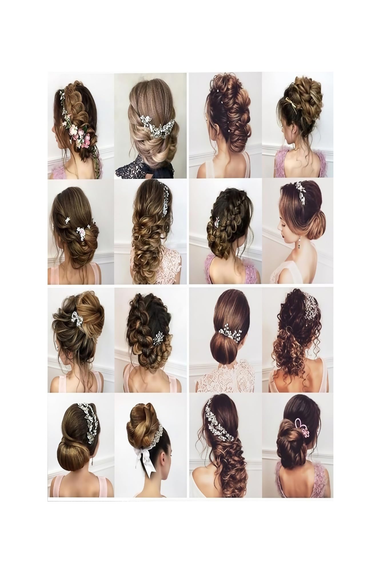 IDGTTLDF Women Hairstyle Reference Chart Bob Layers Curls Braids Ponytails and Bun Styles Visual Guide Framed,08x12inch(20x30cm)