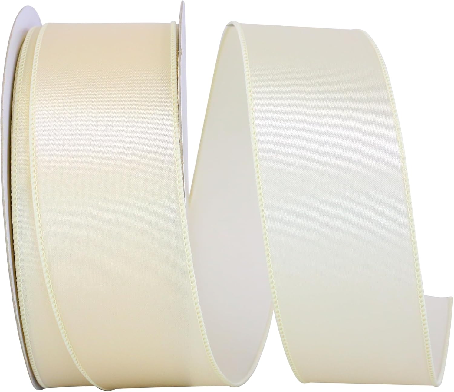 Reliant Ribbon 92575W-810-40K Satin Value Wired Edge Ribbon, 2-1/2 Inch X 50 Yards, Ivory