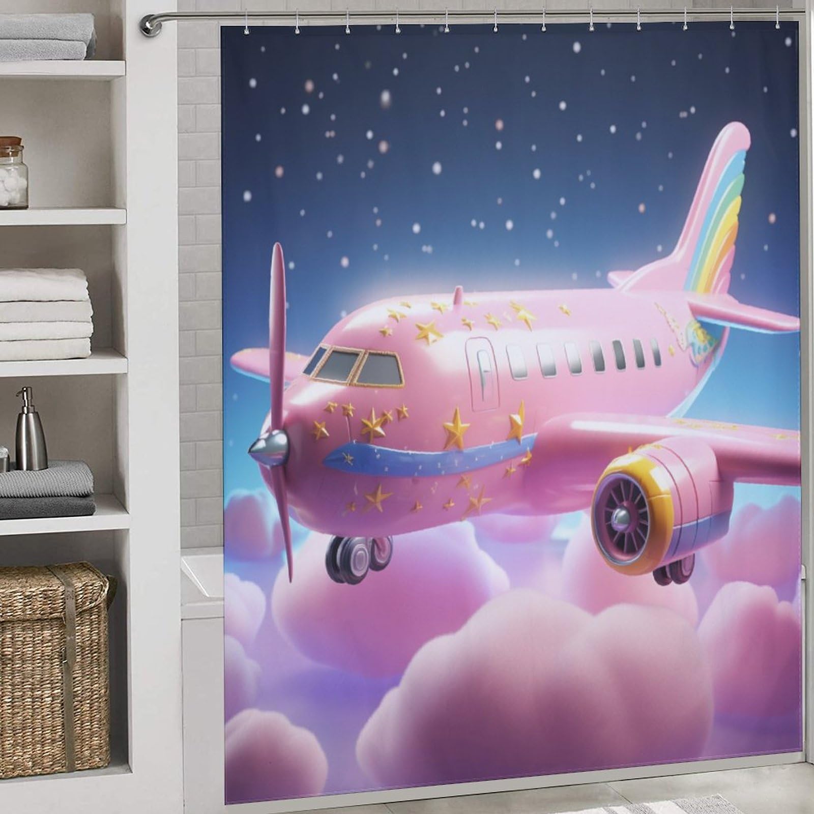 Rideau de douche avion en polyester imperméable 183x183 cm