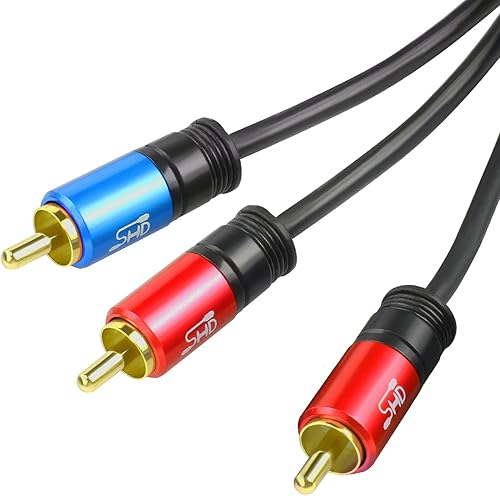 Miniatura 8 de SHD Cable de subwoofer RCA a 2RCA, cable de audio 2RCA a 1RCA bidireccional RCA adaptador Y de calidad de sonido premium con blindaje dual con