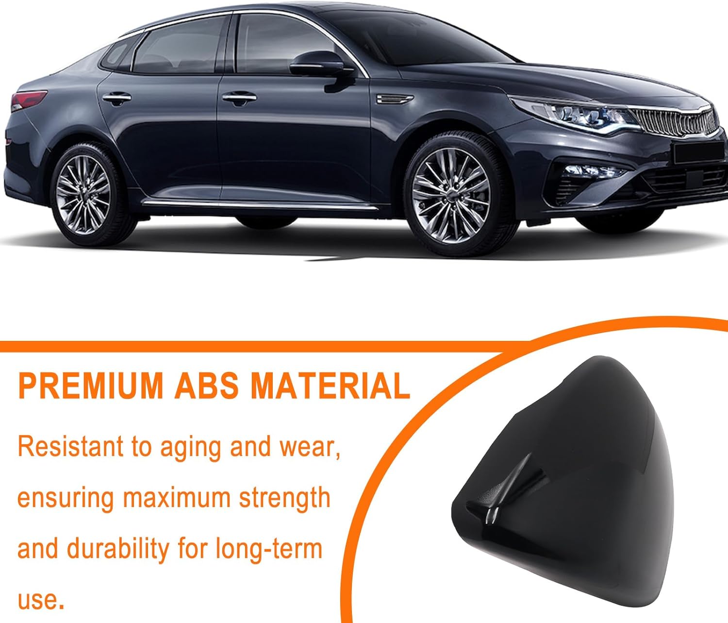 Left Driver Side Replacement Mirror Cover Compatible with KIA K5 Optima 2016 2017 2018 2019 2020 Exterior Door Side Rearview Mirror Cap Cover With Turn Signal Light (Glossy Black)