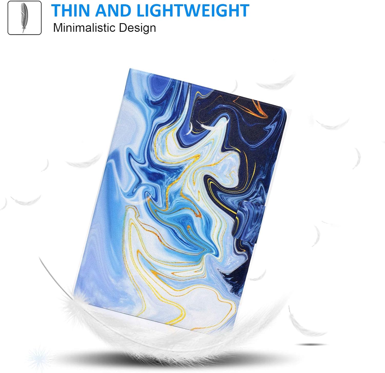 Dteck Fire 7 Tablet Case for Kids,PU Leather Folio Stand Protective Pocket Card Slots Case Compatible for Amazon Kindle Fire 7 Inch Tablet (9th/7th/5th Generation, 2019/2017/2015 Release),Blue Marble