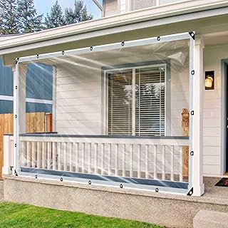 8x10ft Clear Waterproof Tarp with Grommets, Upgraded Edge Heat Fused Tear Resistant Clear Heavy