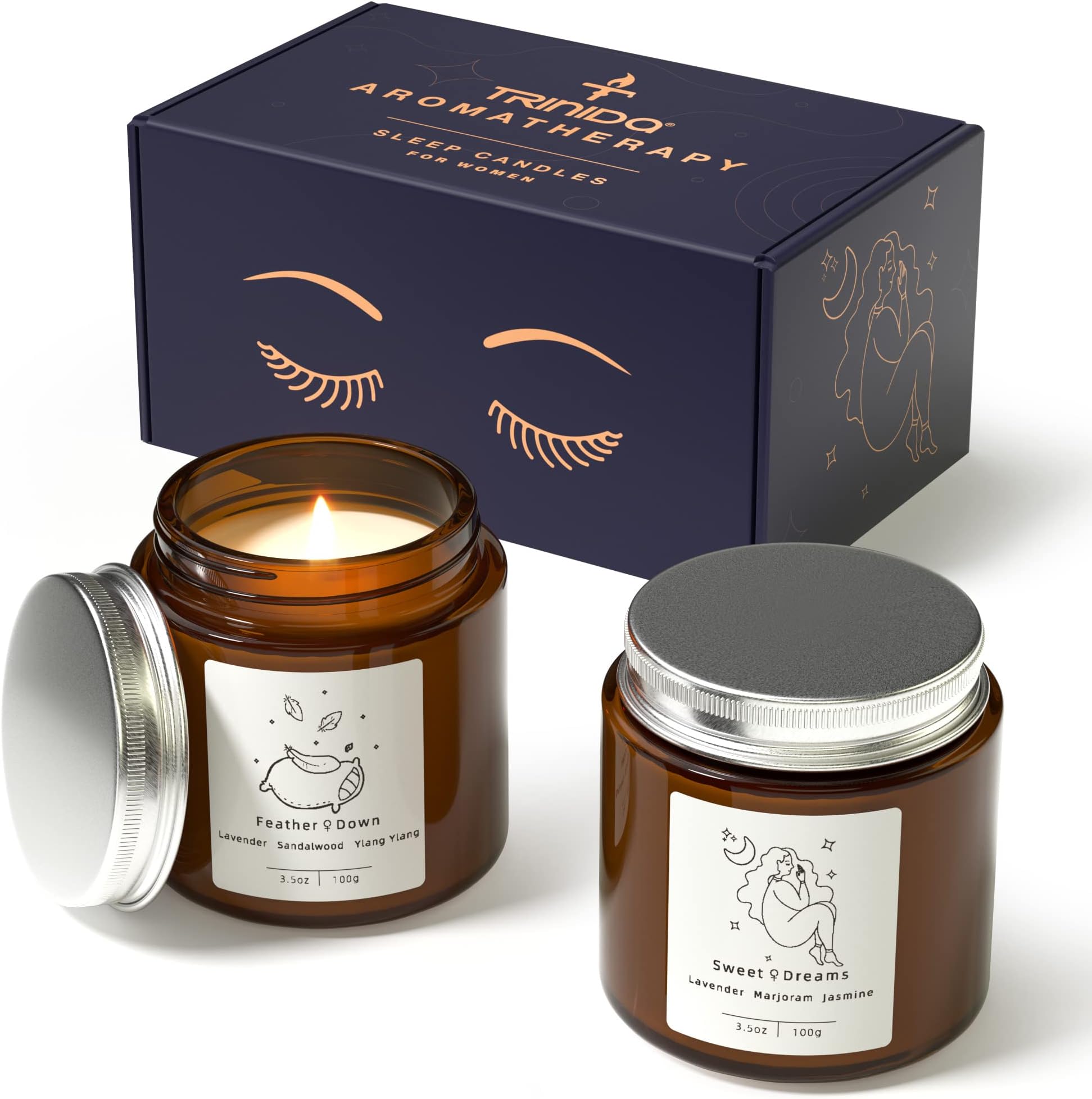TRINIDa Scented Candles Clearance for Home, Jasmine & Cedar Wood, Candles for Women, Aromatherapy Luxury Candles, Natural Organic Soy Wax Relaxing