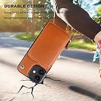 Vista 57 de Bocasal Funda tipo cartera cruzada para iPhone 12/12 Pro, funda de piel con bloqueo RFID y soporte para tarjetas, funda protectora con cremallera