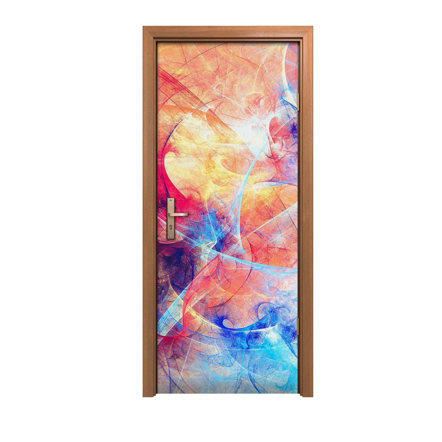 Autocollant de porte design abstrait Coloray pour sublimer votre salon