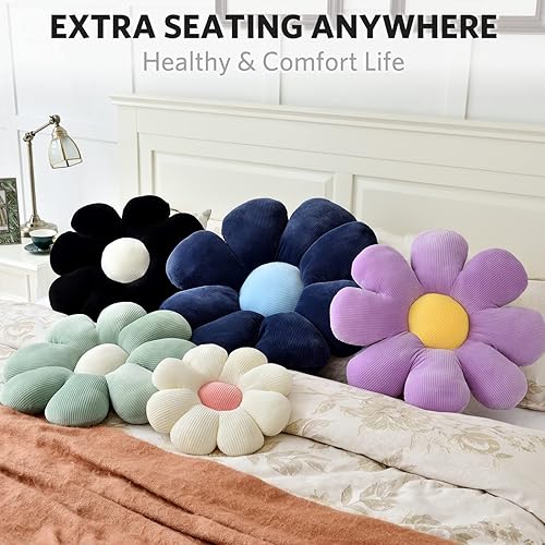 Miniatura 2 de Sioloc - Almohada en forma de flor, cojín de suelo, cojín de asiento, bonita decoración de habitación y almohada de felpa para dormitorio, sofá y