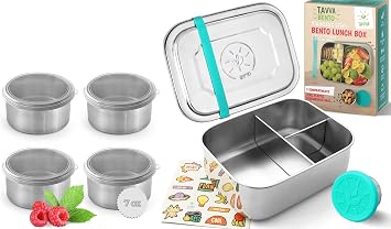 TAVVA Bundle On-The-Go for Kids 7oz Set of 4, 27oz Bentobox - Plastic-Free Food Containers