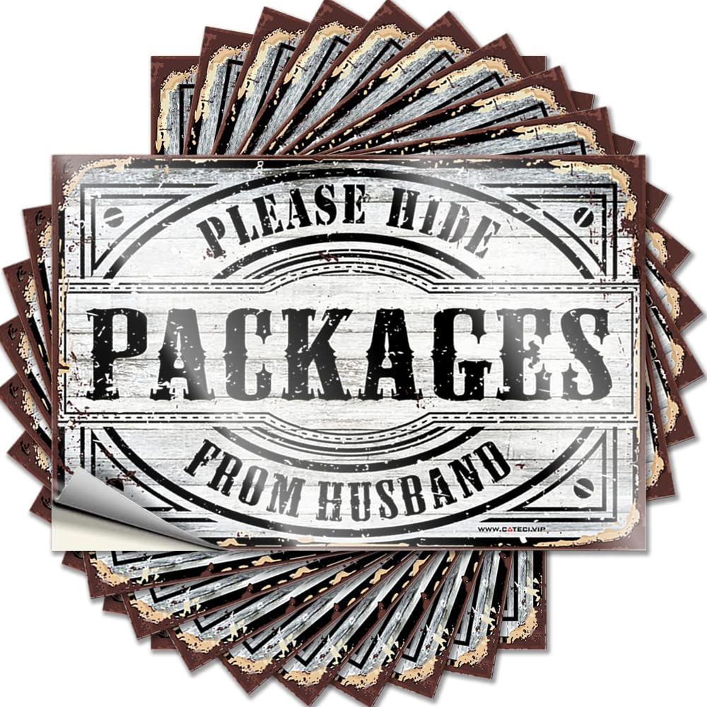 Bumper Glitter Vinyl Decals, Housewarming Waterproof Accessory Stickers for Water Bottle | Please Hide Packages from Husband Perfect for Motorcycle Laptop Decor(6X9CM)