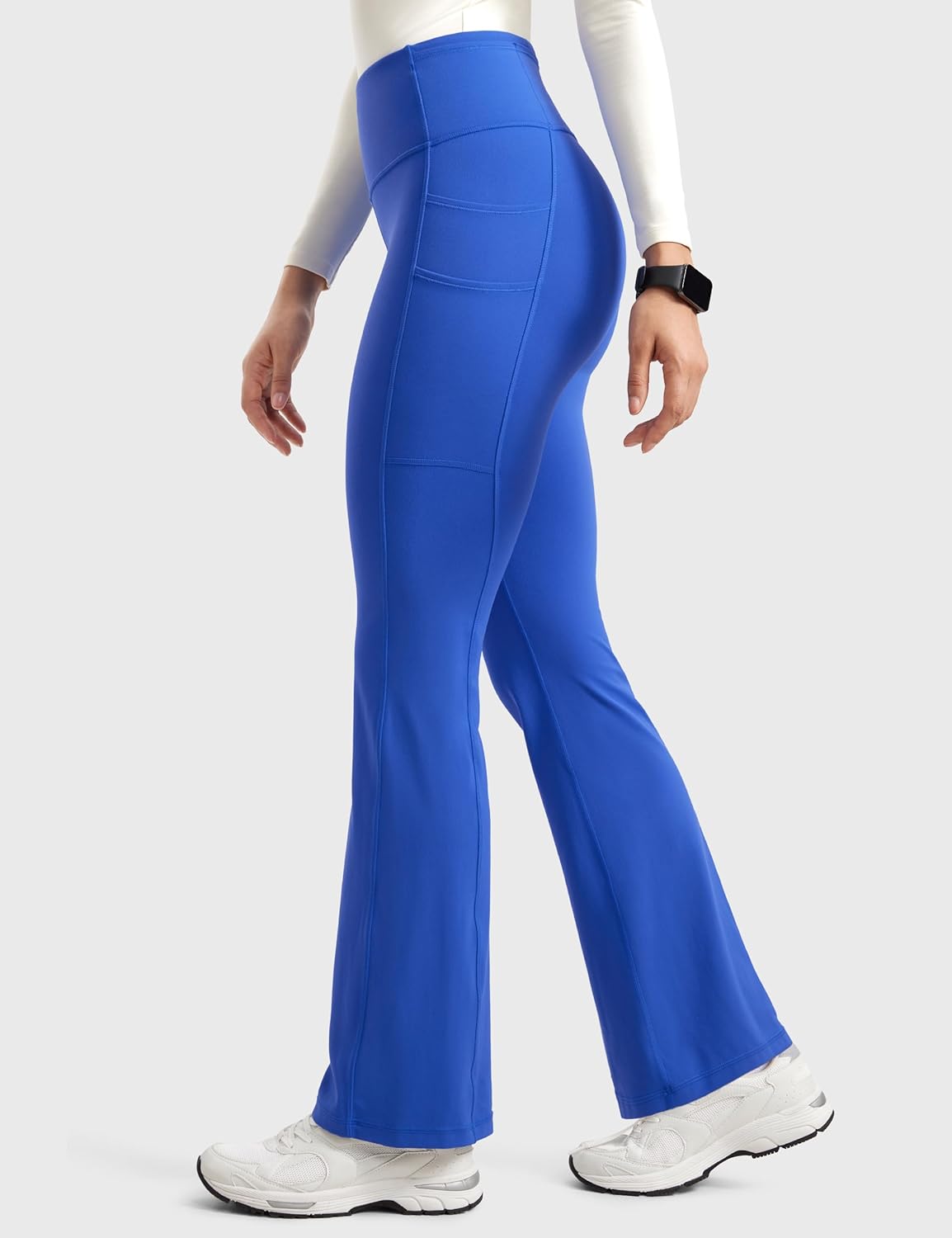 Womens High Waisted Medical Flare Scrub Pants 31" - 7 Pockets Wide Leg Bootcut Yoga Scrub Leggings Work Pants