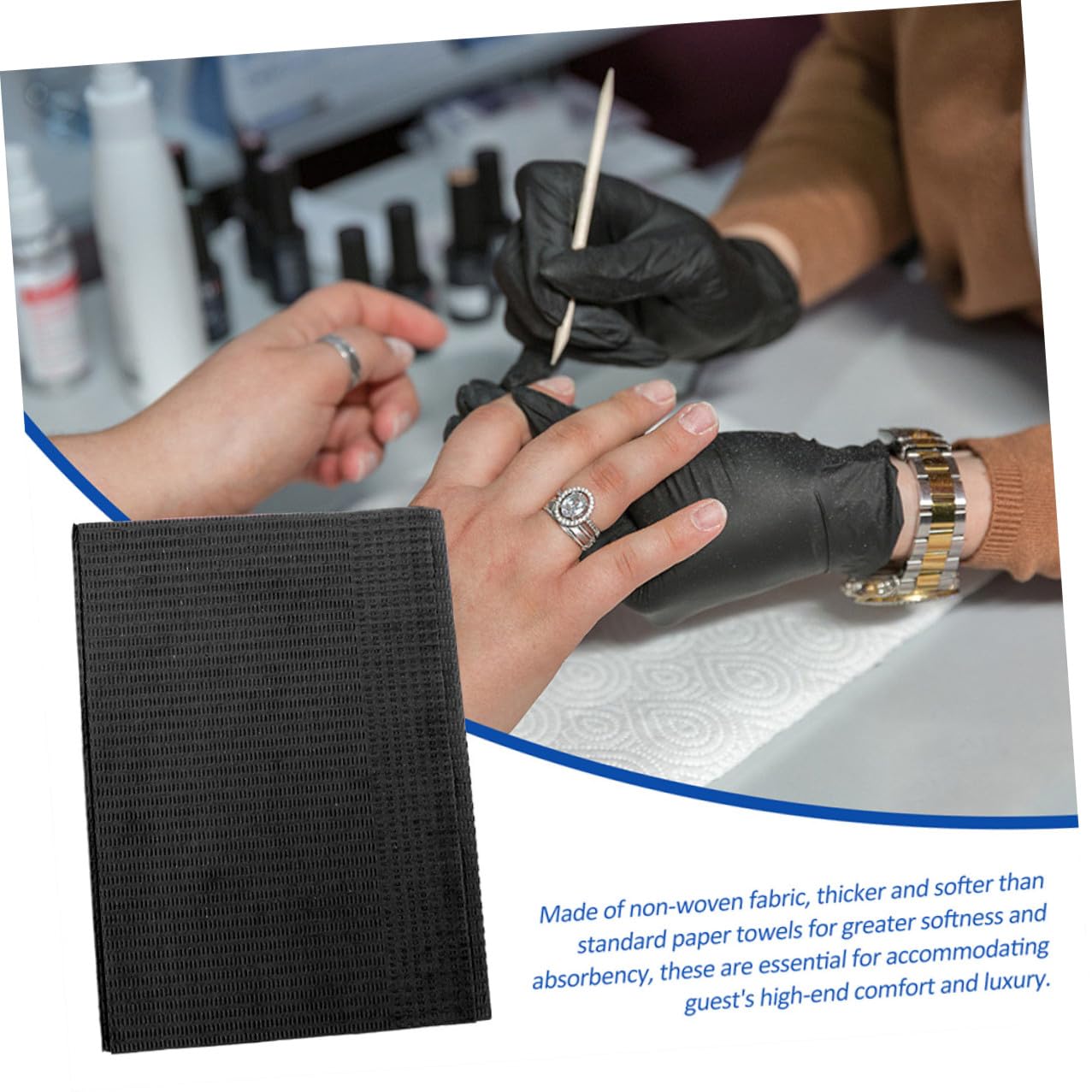 Zerodeko Tappetino per Manicure Monouso 125 Pezzi Tovagliette Assorbenti per Nail Art e Protezione Tavolo per Saloni di Bellezza e Centri Tatuaggi Colore Nero