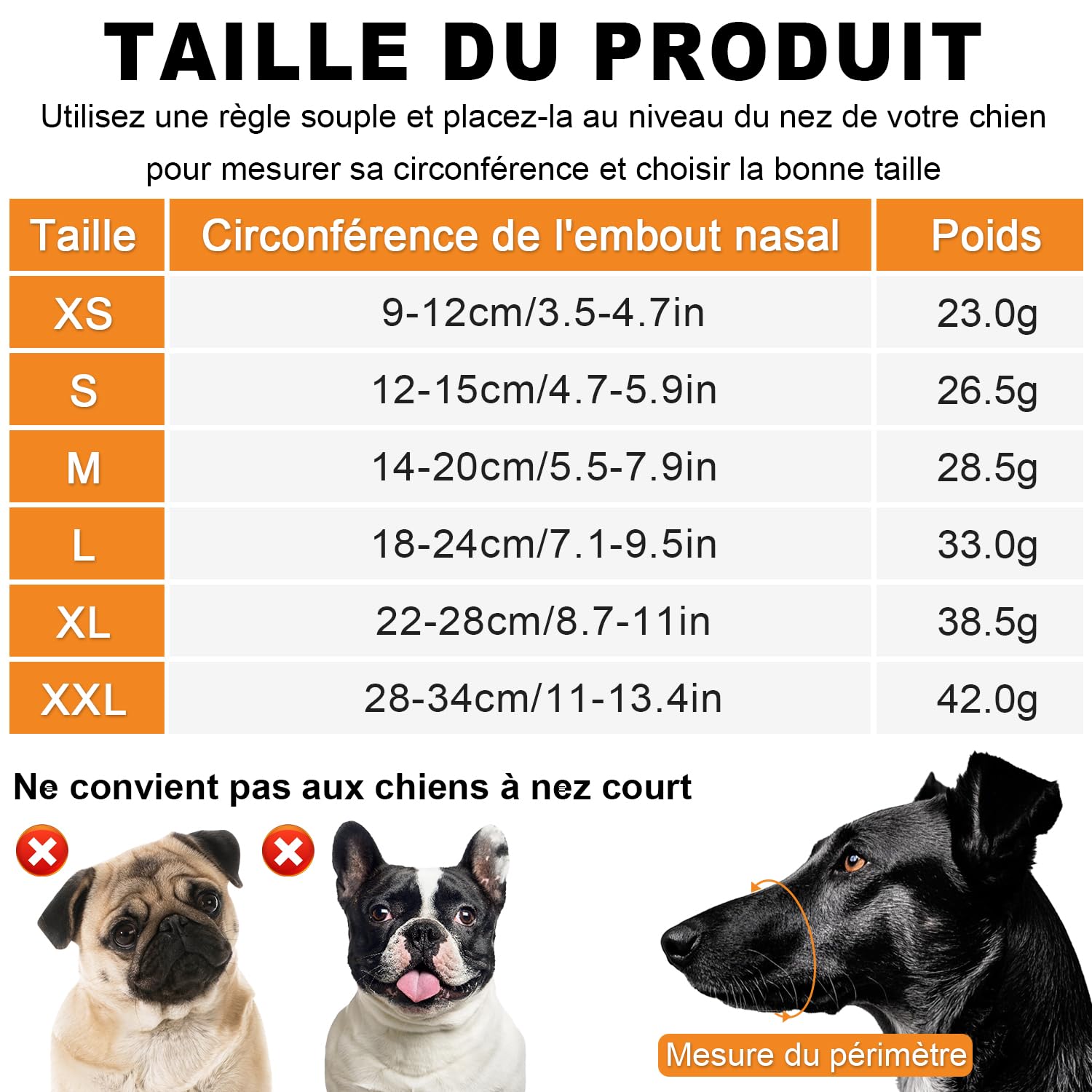LATRAT Museliere pour Chiens, Muselière en Nylon Réglable, Souple Boucle Maille Tissu, Respirante, empêche de Manger, de Mordre et de AboieMent, Noir L