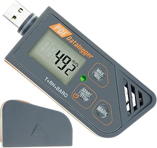 GAINEXPRESS IP65 Waterproof USB Temperature Humidity Pressure Data Logger - High Accuracy, PDF/CSV Reports, 16K Storage