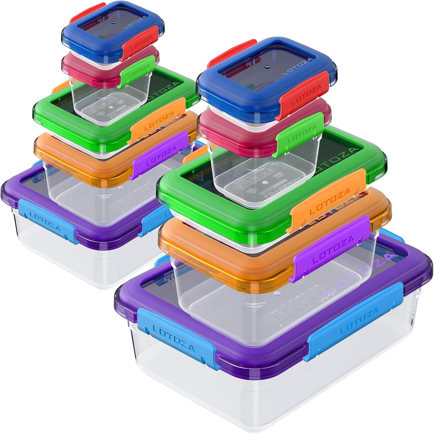 Product image of 10 Pcs Set Food Storage Containers with Lids BPA Free Plastic Snap Lock Container Kitchen Pantry Organization for Meal Prep Lunch Salad Leftover Fruit Stackable Microwave Dishwasher Safe 5/12/29/68 oz