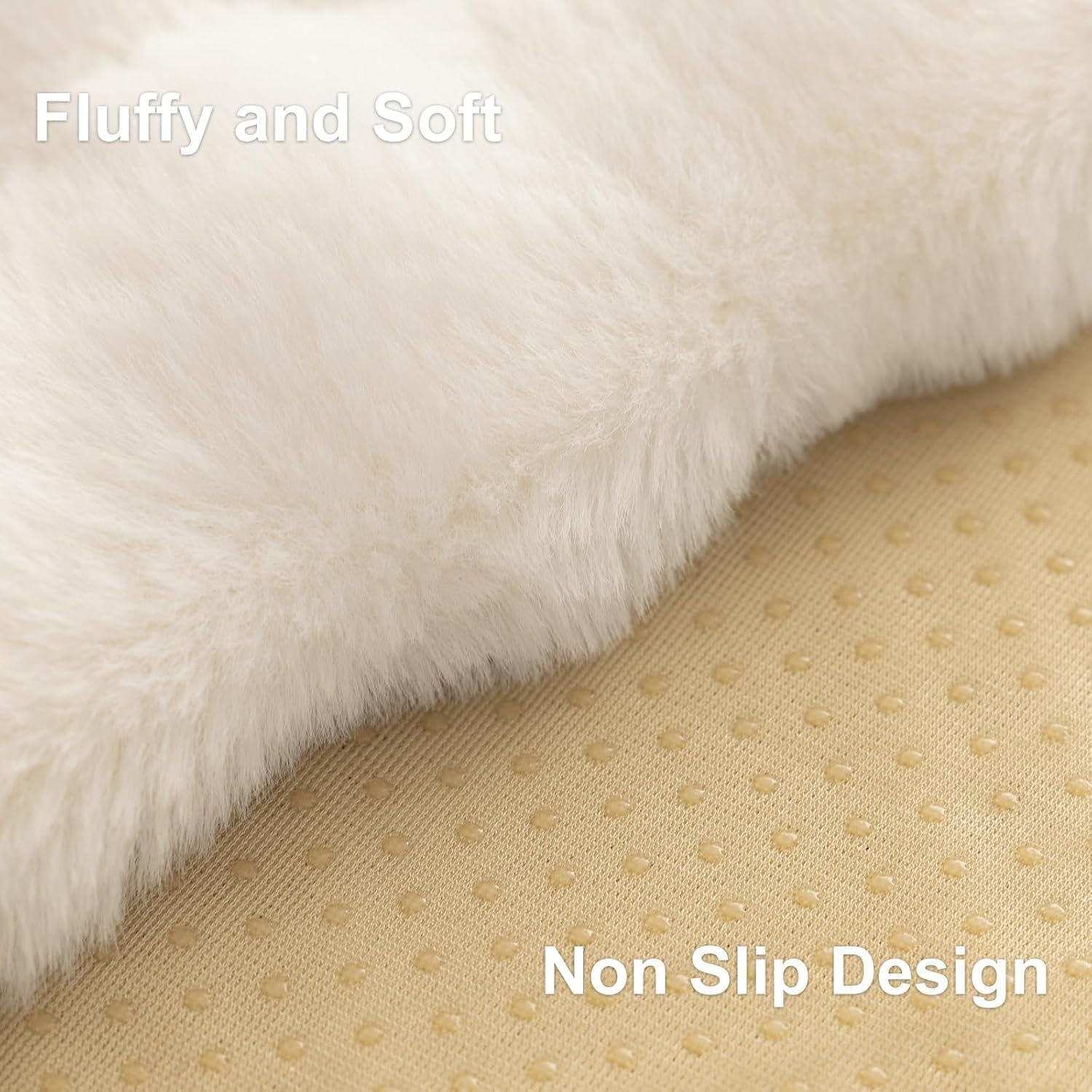 Soft Plush Faux Fur Couch Cover, Thick Warm Fuzzy Sectional Sofa Covers for 3 Cushion Couch Sofa L Sharped Sofa Non Slip Slipcover, Furniture Protector Covers for Pets(1 PCS 36"x63" White)